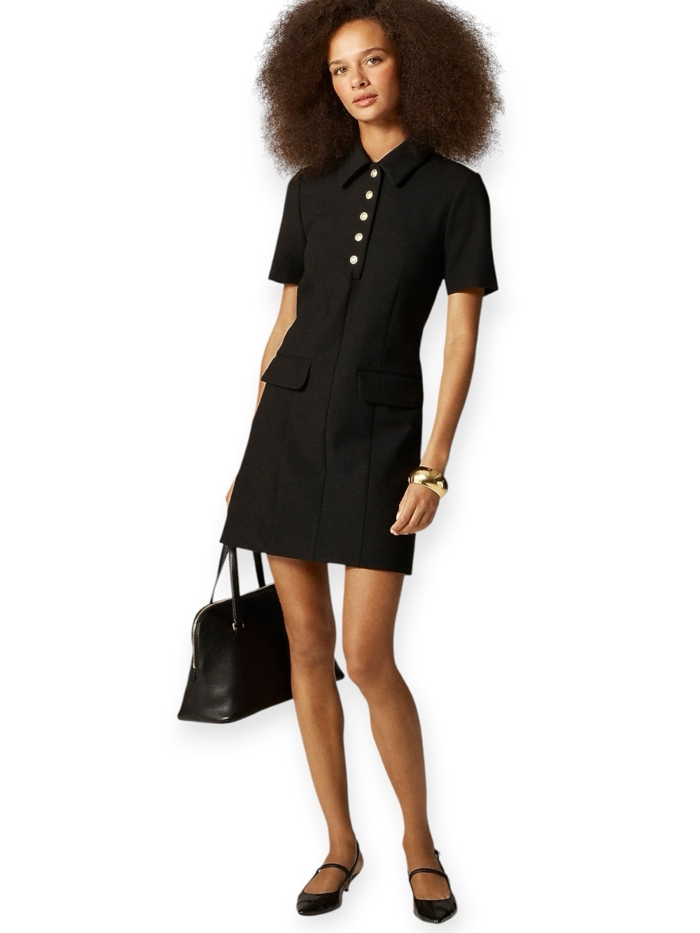 J.Crew Carreman Black Parc Mini Dress w/ Gold Crest Buttons NWT Size 4